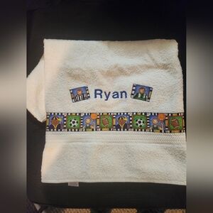 Boys Sports Themed Bath Pool Beach Towel Personalized With Name Ryan
